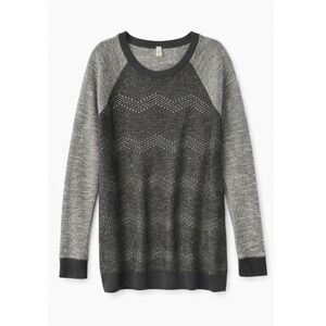 Vanity Raglan Sleeve Sweater‎ XL Gray Stud Embellished Knit Pullover